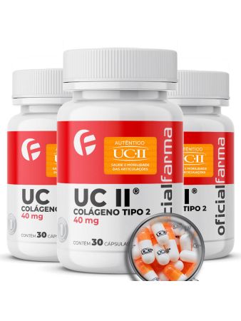 3 Uc II&reg; 40Mg 30 C&aacute;psulas (Col&aacute;geno Tipo 2) Com Selo de Autenticidade