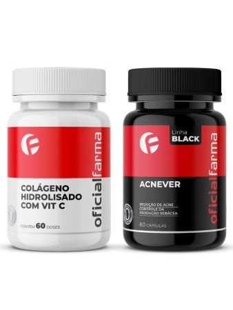 Controle da Acne - Col&aacute;geno Hidrolisado com Vit C + Acnever Black