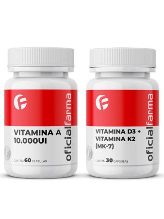 Sa&uacute;de dos olhos e ossos - Vitamina D3 + Vitamina K2 (Mk-7) + Vitamina A 