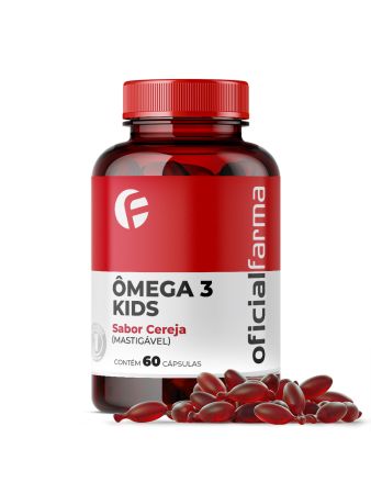 &Ocirc;mega 3 Kids Sabor Cereja 60 C&aacute;psulas Mastig&aacute;veis